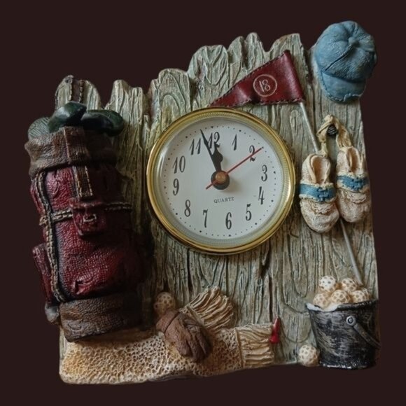 Vtg Quartz golf theme desk shelf table mantle clock - Picture 5 of 8